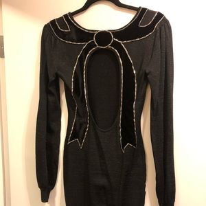 Open back mini sweater dress